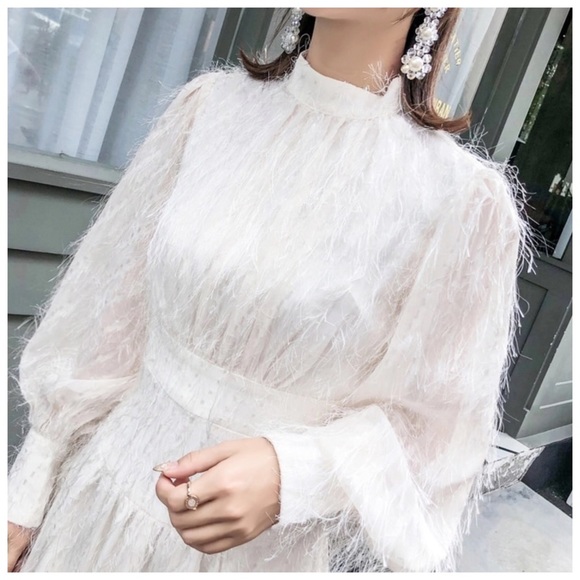π The Lecia Cream Eyelash Fringe Dress - Picture 4 of 8